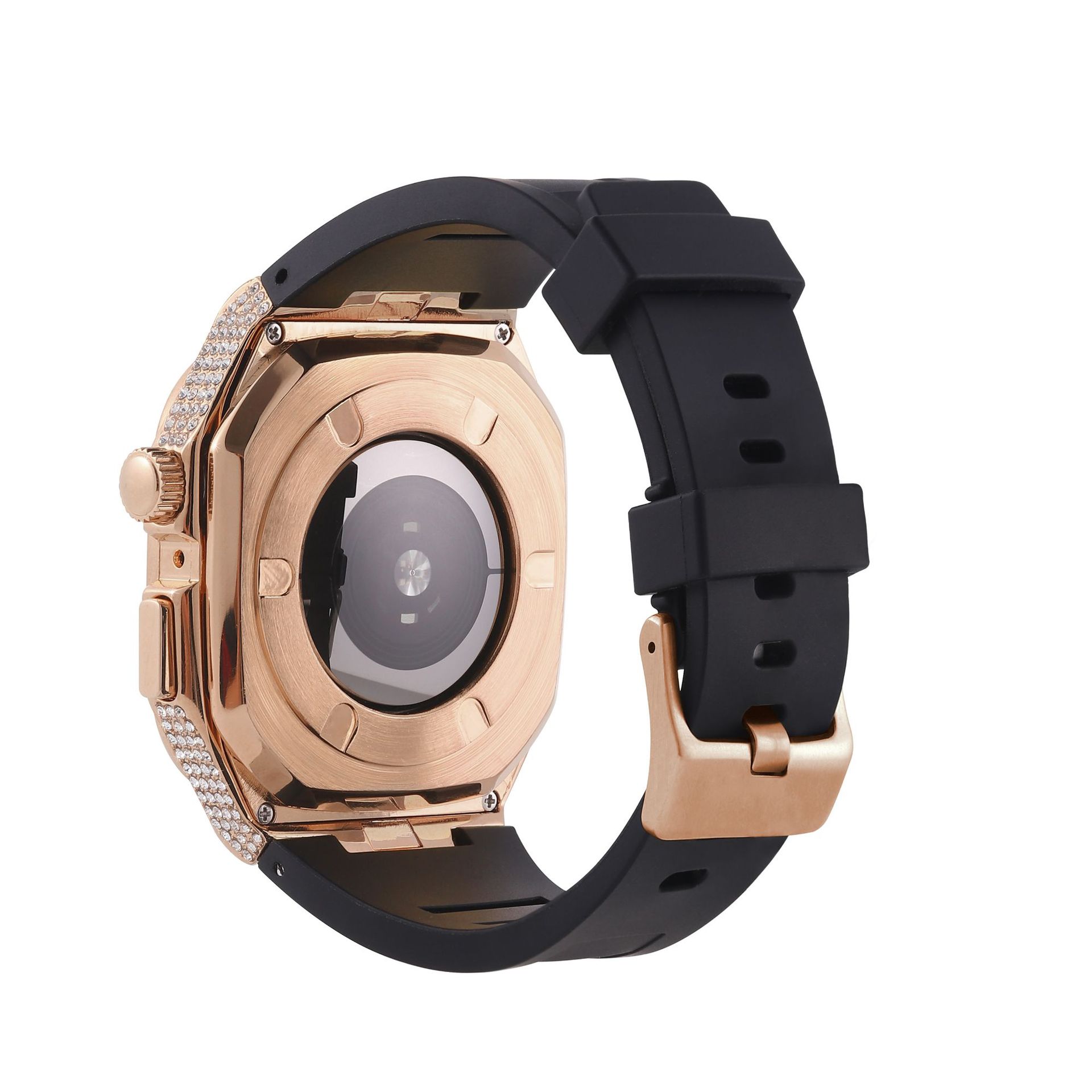 Luxury Silicone Strap Metal Diamond Watch case Mod Kit for Apple Watch Series 8 9 45mm Watch Band and case Package Box