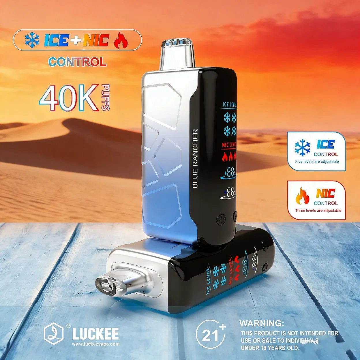 Factory Price Luckee IC 40000 Puffs Dual Coils Turbo Model E-Cigarette EU Warehouse Wholesale Disposable Vape Pen