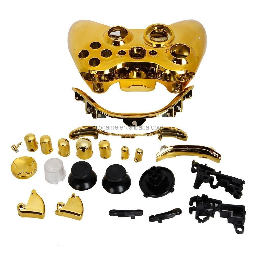 Assembly Gold Full Shell Kit for Xbox 360 Wireless Game Controller Gold Shell Mod Kit