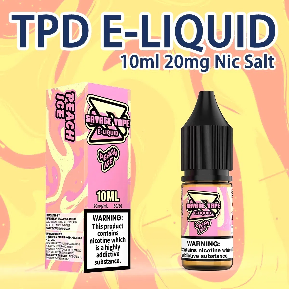 Tpd Compliant Germany/ Spain Warehouse Savage Vape E Liquid 20mg/Ml Nicotine Salt Juice10ml 20 Premium Flavors Vapor Smoke Free Shipping E Liquid Europe