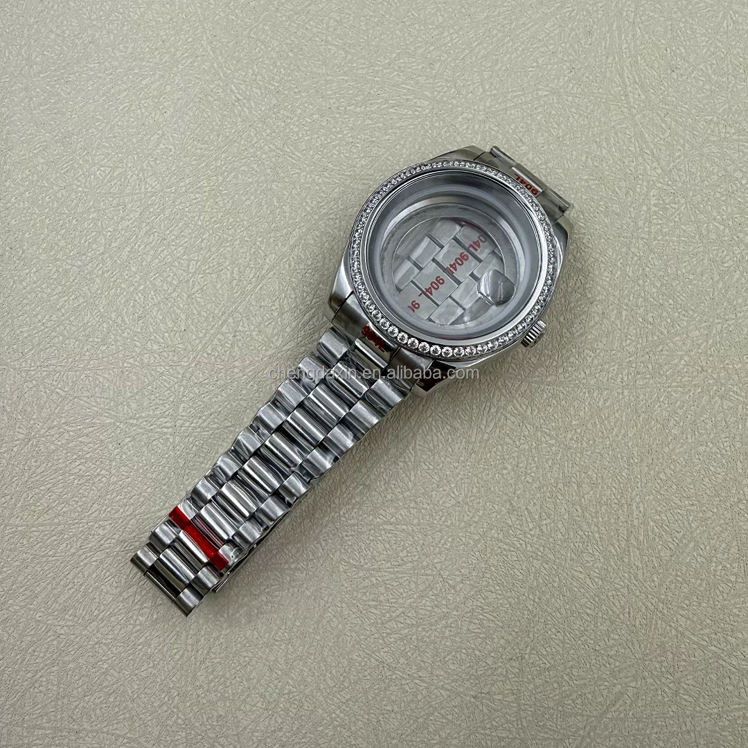 40MM Mod Kit Stainless Steel Case Strap Sapphire Glass Set for 31mm Dial Automatic Watch for 8285 Movement Seik Mod Kit Parts