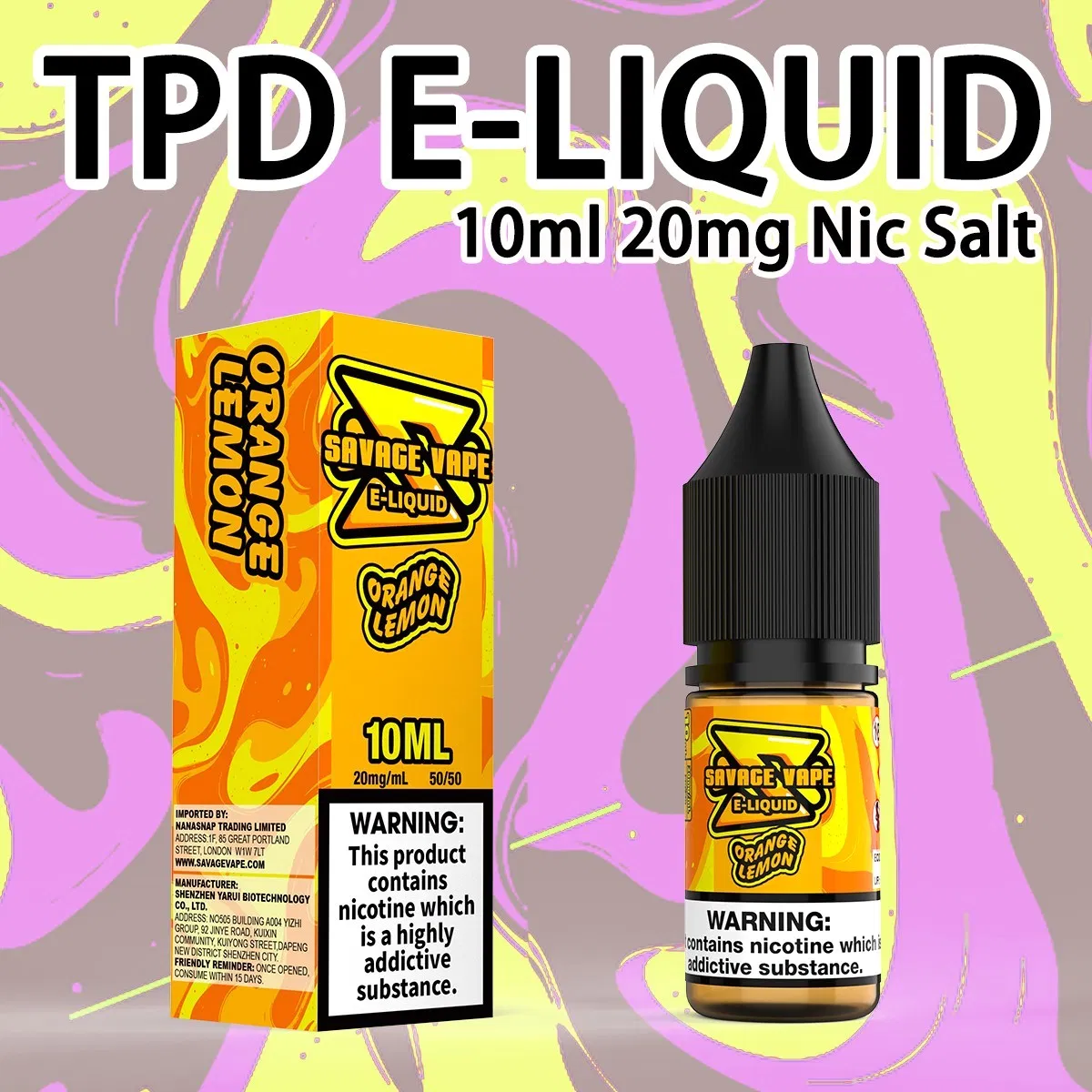 Tpd Compliant Germany/ Spain Warehouse Savage Vape E Liquid 20mg/Ml Nicotine Salt Juice10ml 20 Premium Flavors Vapor Smoke Free Shipping E Liquid Europe