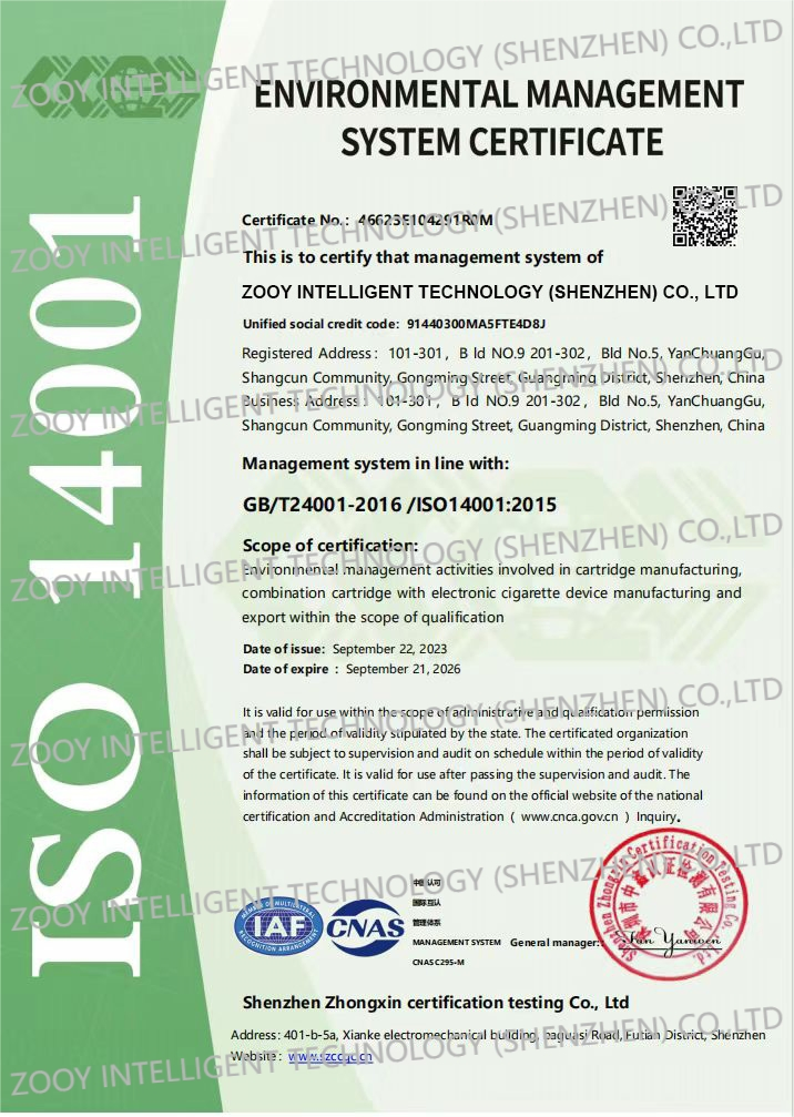 ISO 14001 Certificate