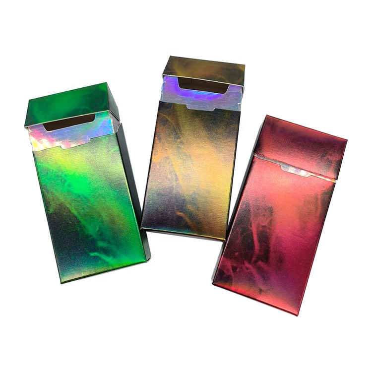 Custom Printed LOGO Silver Cardboard Foldable Cigarette Box Packaging Case Disposable Tobacco Paper Box