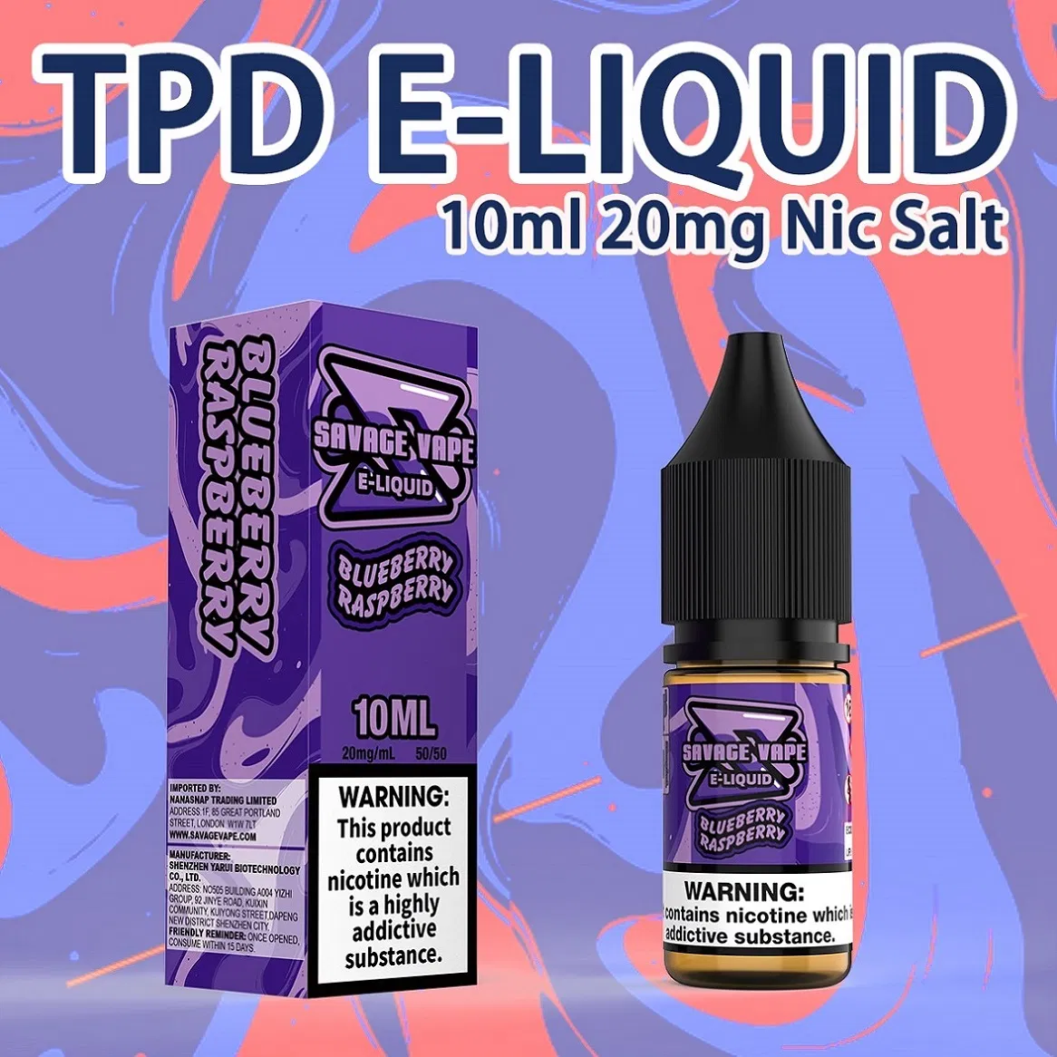 Savage Vape S E-Liquid 10ml 2% Nicotine Salt E Liquid Disposable Vape EU Warehouse Free Shipping Wholesale E-Liquid