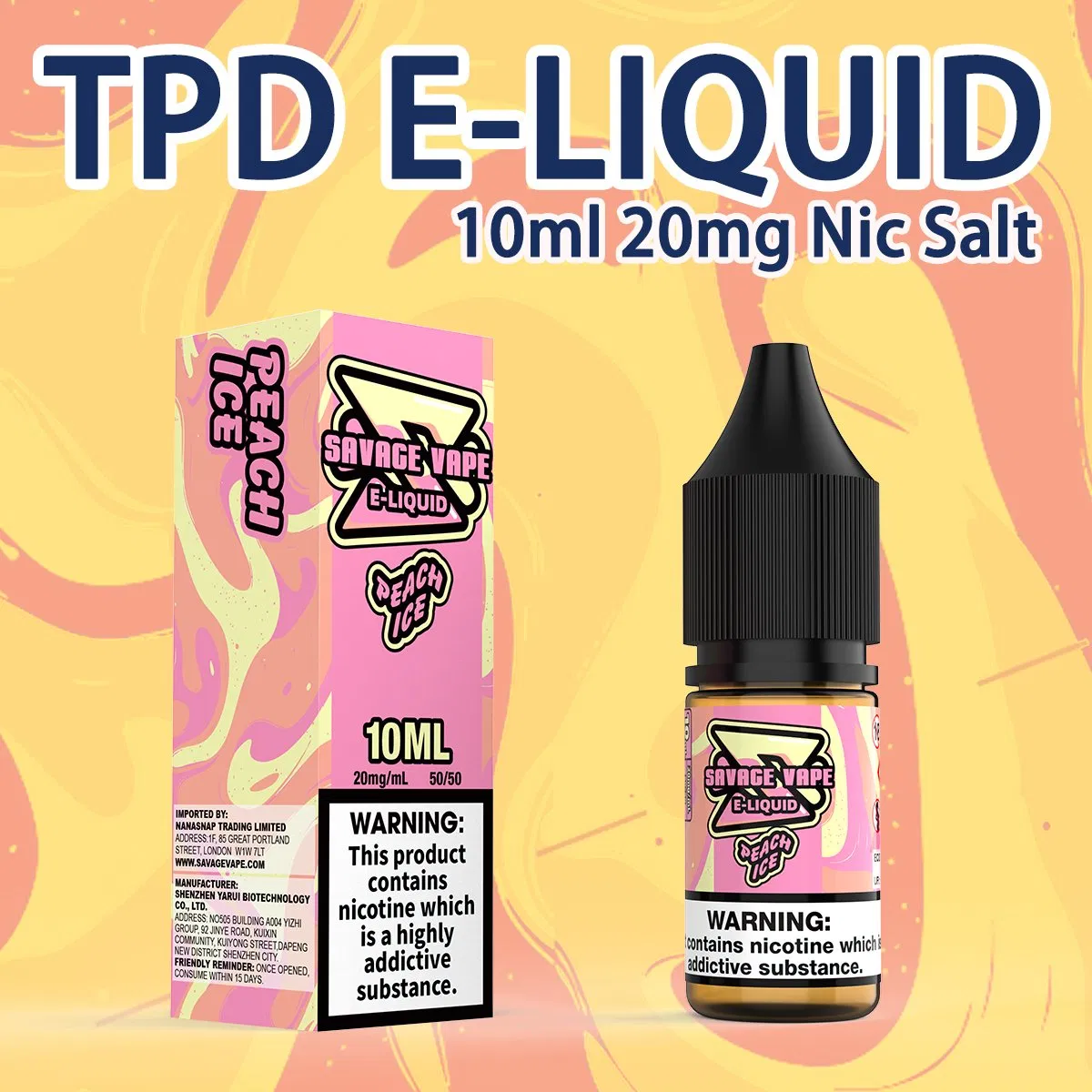 Free Shipping Europe Top Savage Vape Liquid 20mg Nicotine Salt Tpd 10ml Electronic Cigarette Vapor E Liquid/Juice Elfliq Nic Salt Eliquid
