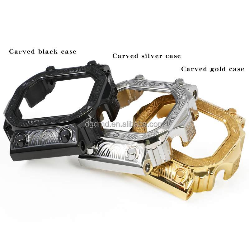 GX56 Luxury Mod Kit Embossed Case with Stainless Steel Buckle Gold Watch Accessory Replacement Boxed for GX-56BB GXW-56 GXW-56BB