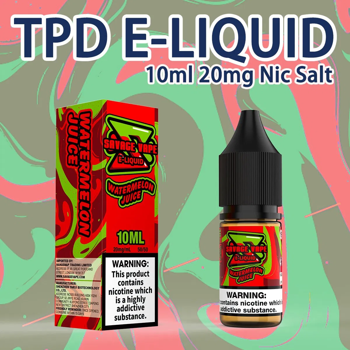 Free Shipping Europe Top Savage Vape Liquid 20mg Nicotine Salt Tpd 10ml Electronic Cigarette Vapor E Liquid/Juice Elfliq Nic Salt Eliquid