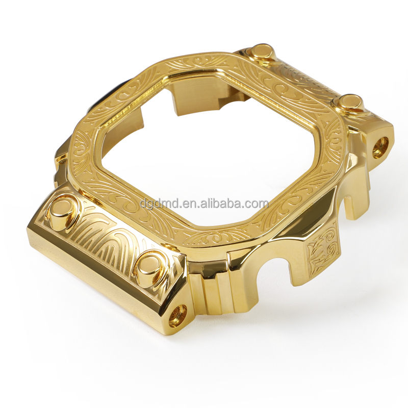 GX56 Luxury Mod Kit Embossed Case with Stainless Steel Buckle Gold Watch Accessory Replacement Boxed for GX-56BB GXW-56 GXW-56BB
