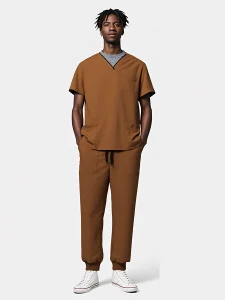 ODM New Color Rubber Brown TR Spandex 4-way Stretch Medical Scrub Set