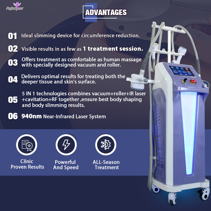 5in1 Body Sculpt Slimming Shaping Vela RF Roller Vacuum Ultrasound Cavitation Shape Weight Fat Loss Beauty Machine