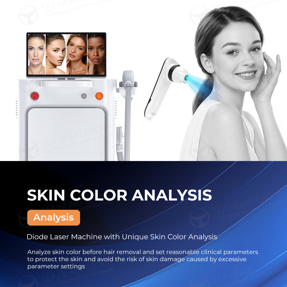 Seaheart AI Cloud Computing Android 1800W Ice Titanium Platinum Hair Removal 4 Waves 1064/940/755/808nm Diode Laser Machine