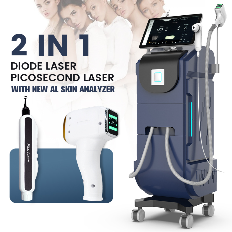 Perfectlaser Professional Multifunctional Diode Pico 2 in 1 Laser Hair Removal Tattoo Removal 2 in 1 Diode Nd Yag Laser Machine