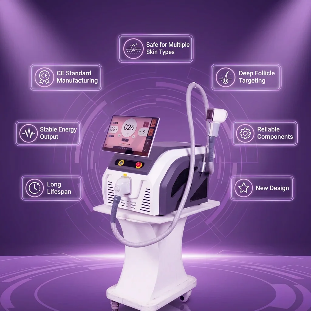 Factory Direct Price Portable 600W CE for Triple-Wavelength (755/808/1064nm) Diode Laser Hair Removal Machine