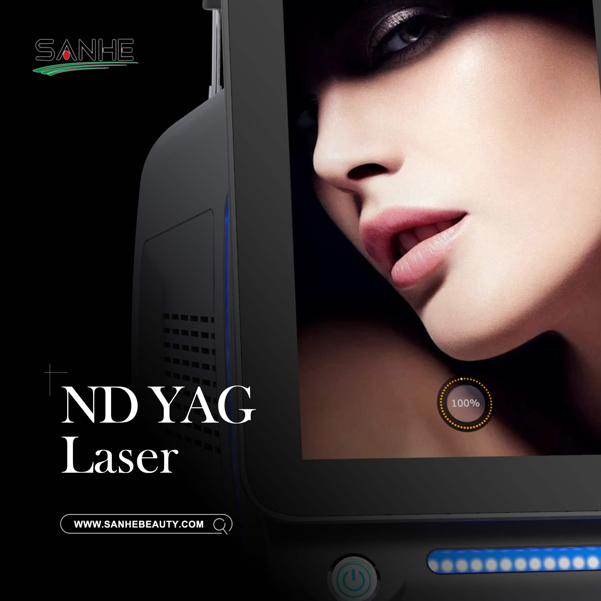 1064nm Wavelength Q-Switched Portable Nd Yag Laser Machine 100-2000mj Adjustable Energy For Tattoo Removal Whitening Dual