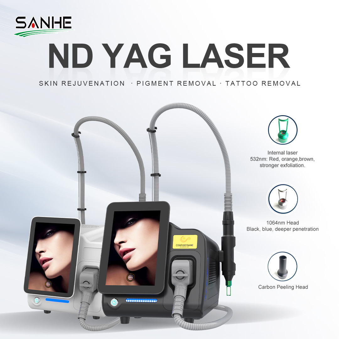 Carbon Peeling Laser 1064 Nm 532 Nm Q Switched Nd Yag Laser Parts Tattoo And Hair Removal Machine