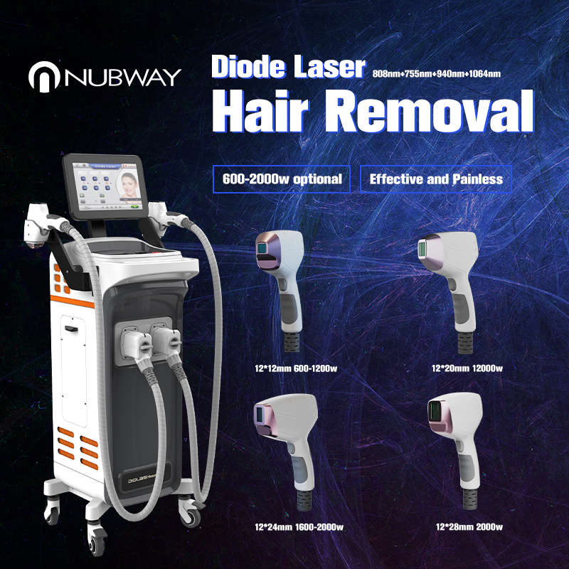 Newest Double Handle 4 Wavelengths 100 Million Shots Diode Laser for Hair Removal 808nm Laser Hair Removal for Salon