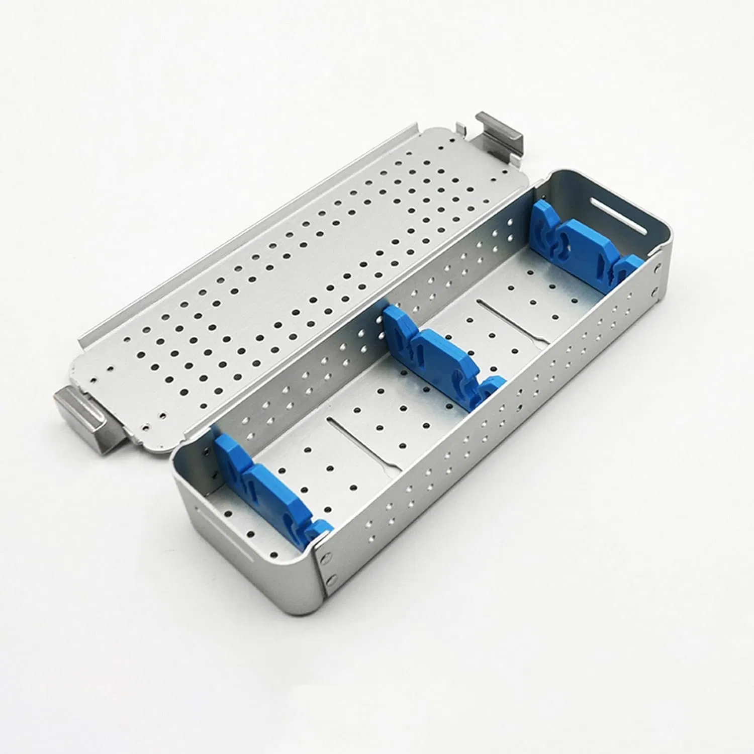 Chinese Factory 450X84X42mm Aluminum Alloy Rigid Endoscope Sterilization Basket Tray Endoscope Sterilization Container