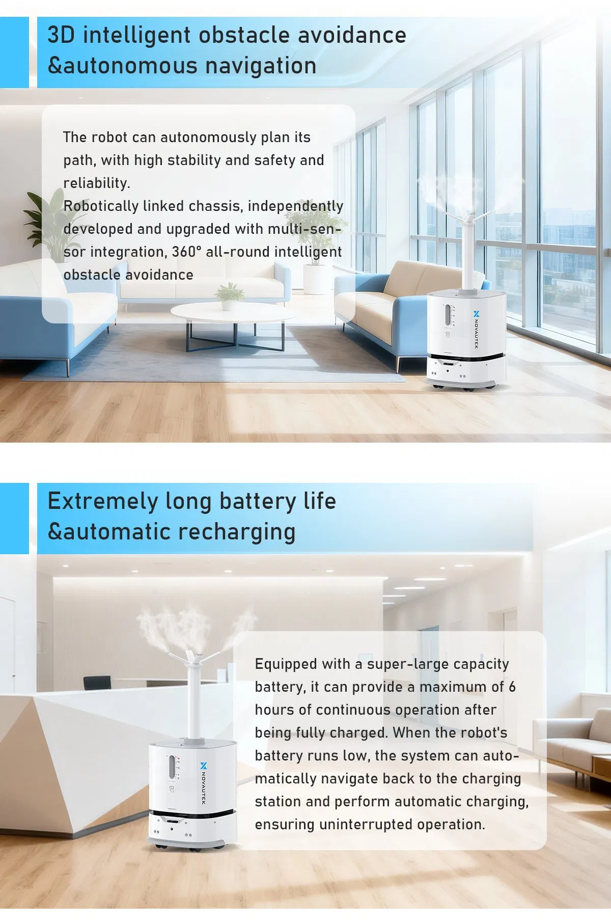 UV-C LED Smart Disinfection Robot with 99.99% Sterilization Rate and 18L Large Capacity Tank