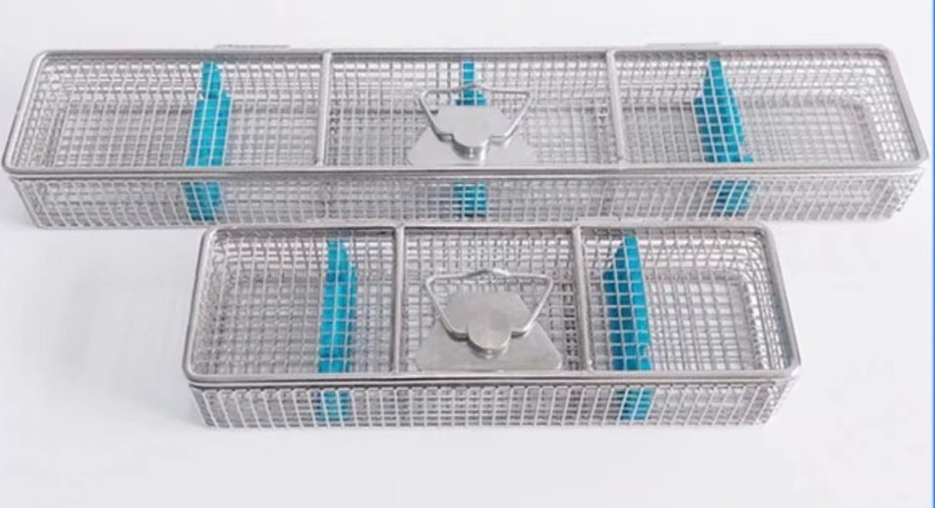 Medical Surgical Rigid Scope Sterilization Mesh Baskets Stainless Steel Mesh Endoscope Box Aluminum Customized Tray Medical Equipment Container