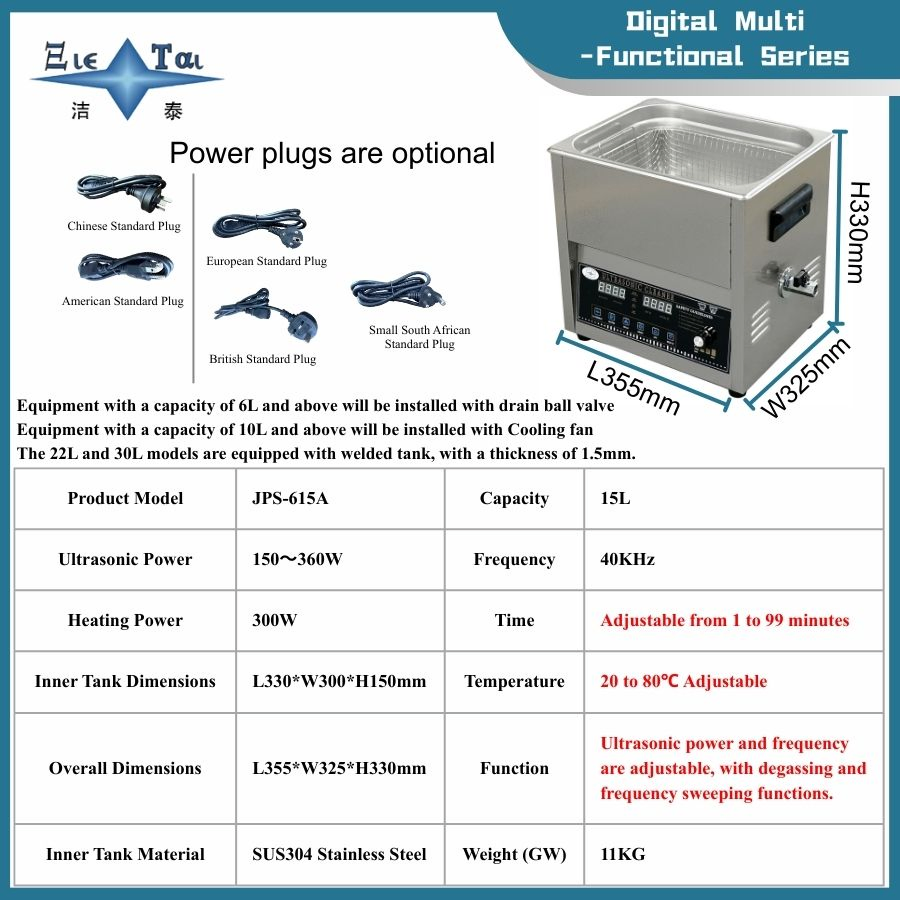 15L Multi-Functional Digital Ultrasonic Cleaner for Lab &amp; Medical Instruments