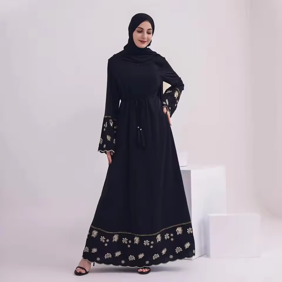 فستان عباءة ساتان أنيق عالي الجودة بطول الكاحل للنساء للأزياء المحتشمة