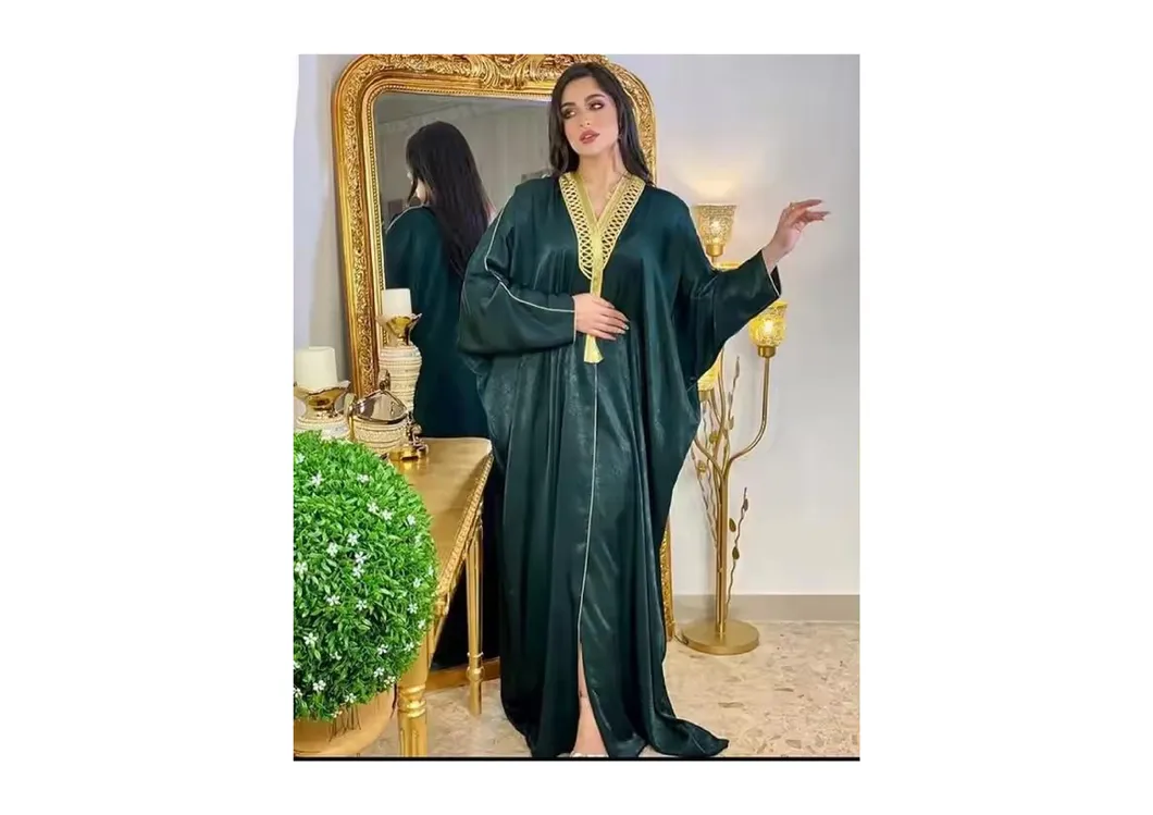 فستان نسائي مسلم فستان كاجوال بأكمام بات، فستان دانتيل أسود متوفر بالجملة