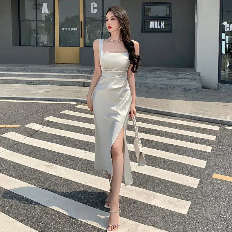 فستان زفاف العروس بتصميم أنيق وفستان شاي بتصميم مفتوح للنساء، فستان حفل استقبال