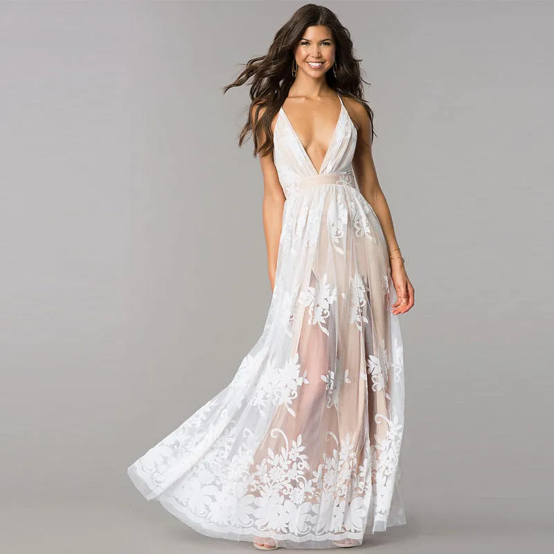 Deep V Spaghetti Strap Flocked Tulle Maxi Gown High Waist A-Line Bridesmaid Muslim Wedding Dress OEM Custom