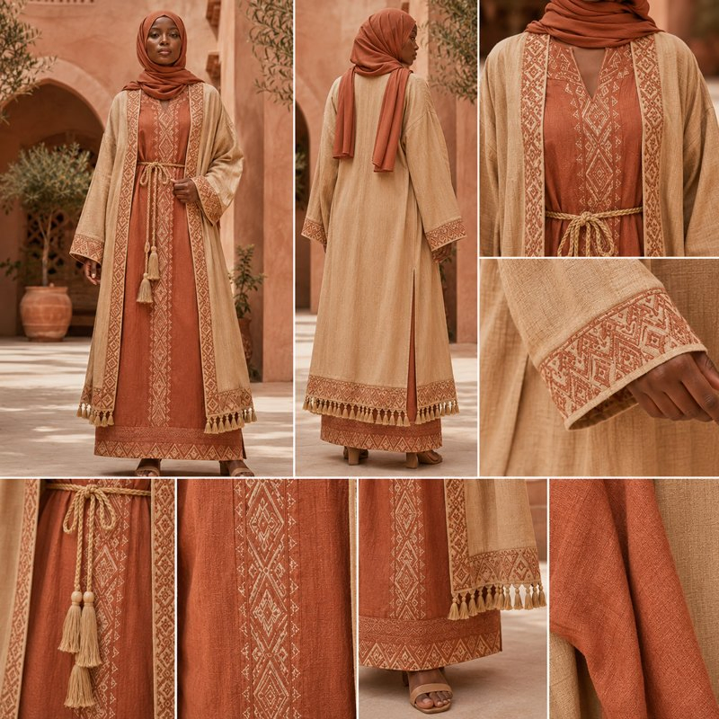مصنع مخصص لفستان وصيفات العروس مسلم بأكمام طويلة محتشمة لحفلة الزفاف