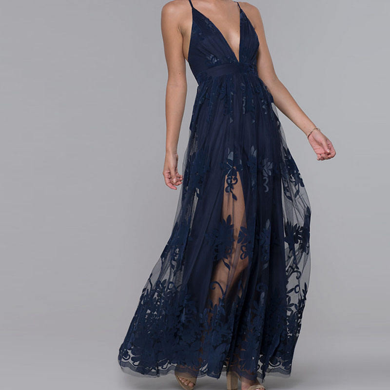 Deep V Spaghetti Strap Flocked Tulle Maxi Gown High Waist A-Line Bridesmaid Muslim Wedding Dress OEM Custom