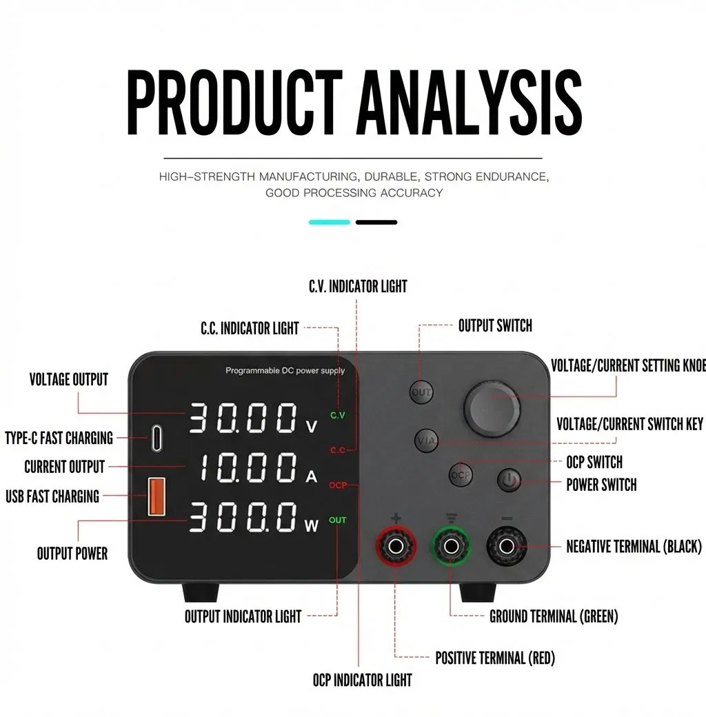 120V 3A Adjustable DC Power Supply, Constant Voltage, Constant Current, Portable