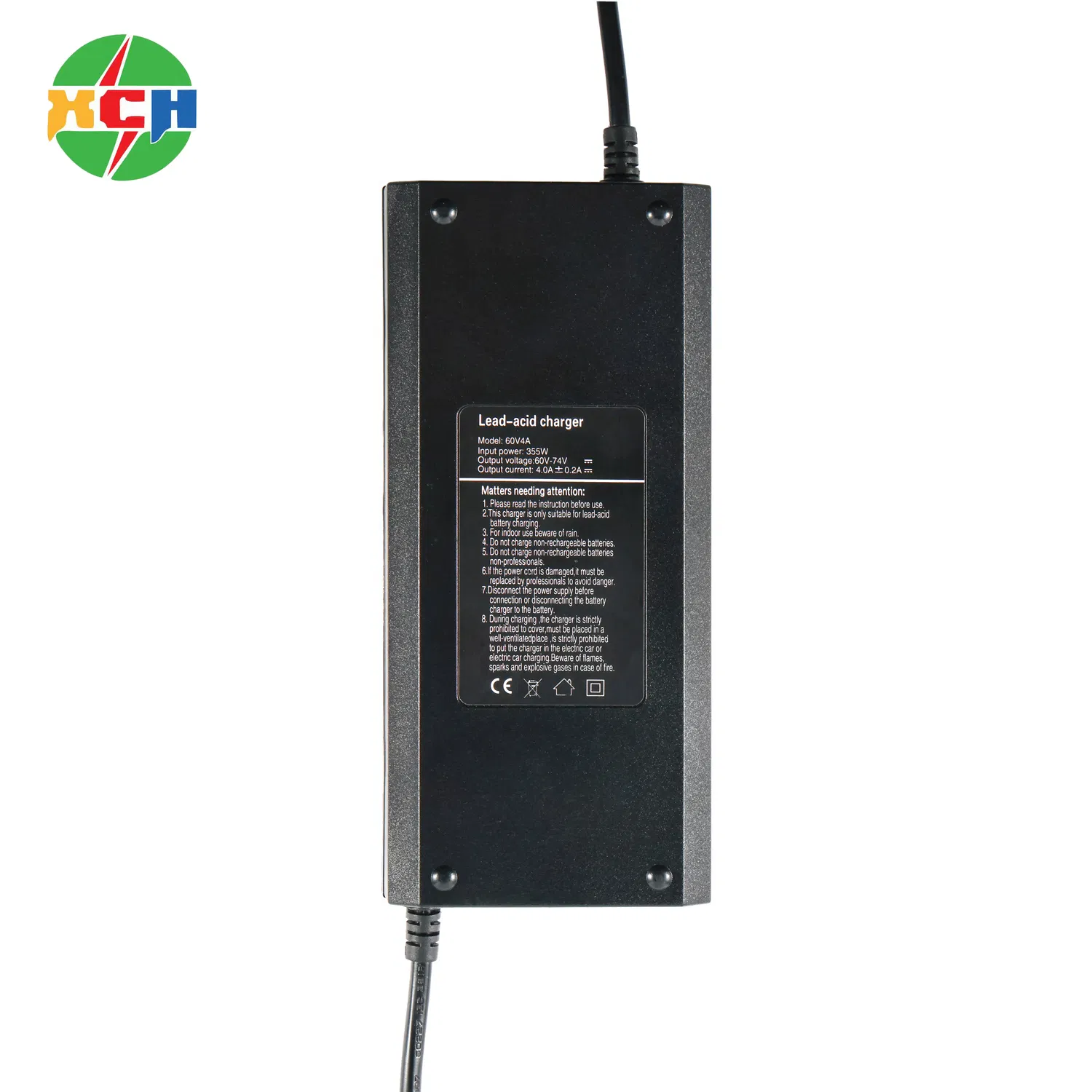 Smart 60V 4A Automatic Battery Charger for Lead Acid, 73.5V Output, Auto-Shutoff &amp; Overcharge Protection