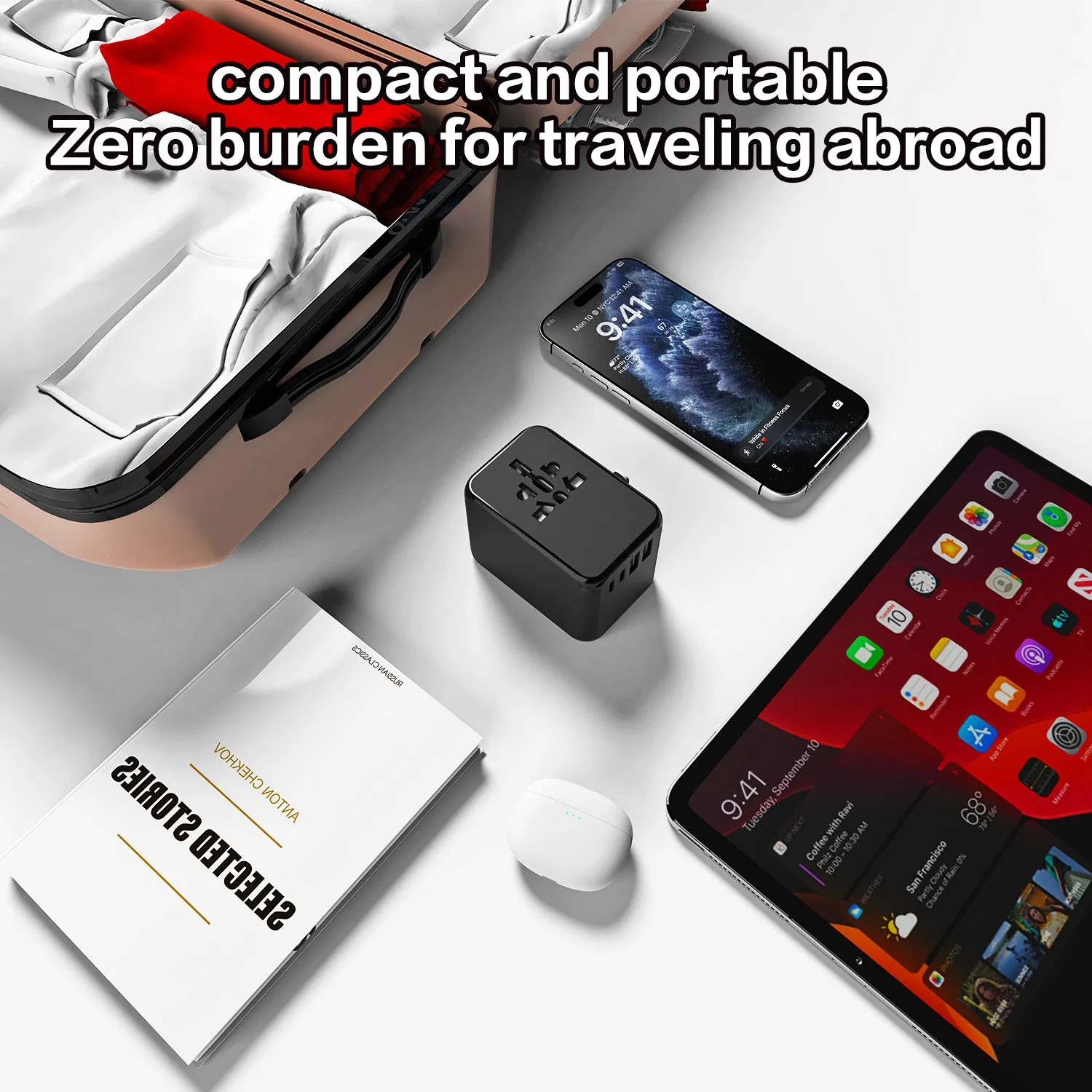 Global Travel Adapter Universal Power Converter with Type C Pd Fast Charge Portable Travel Plug Adapter Universal Charger for Phones, Laptops &amp; Devices