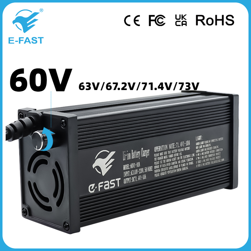 60V Series 71.4V 17s Li-ion Battery Charger 73V 20s LiFePO4 Battery Charger with Current Adjustable