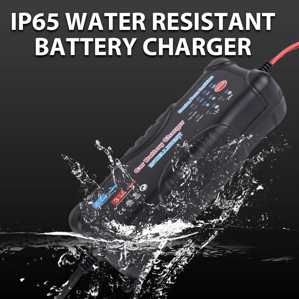 6A Battery Charger 12V/24V Automatic Smart Pulse Repair for Car Truck RV AGM LiFePO4 Deep Cycle Battery with LCD Display CE Certified