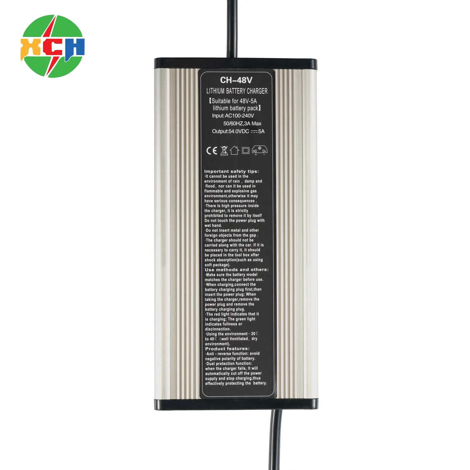 Intelligent 48V 5A Fast Charger with Automatic Shutoff Function, 54.6V Output, Suitable for 13s Lithium-Ion Batteries, Environmentally Friendly and Efficient CH