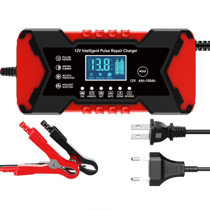 Hot Products LCD Automatic Car AGM Battery Charger 12V 6A LiFePO4 Lead Acid Battery Charger 3 Stage Motorcycle Battery Charger
