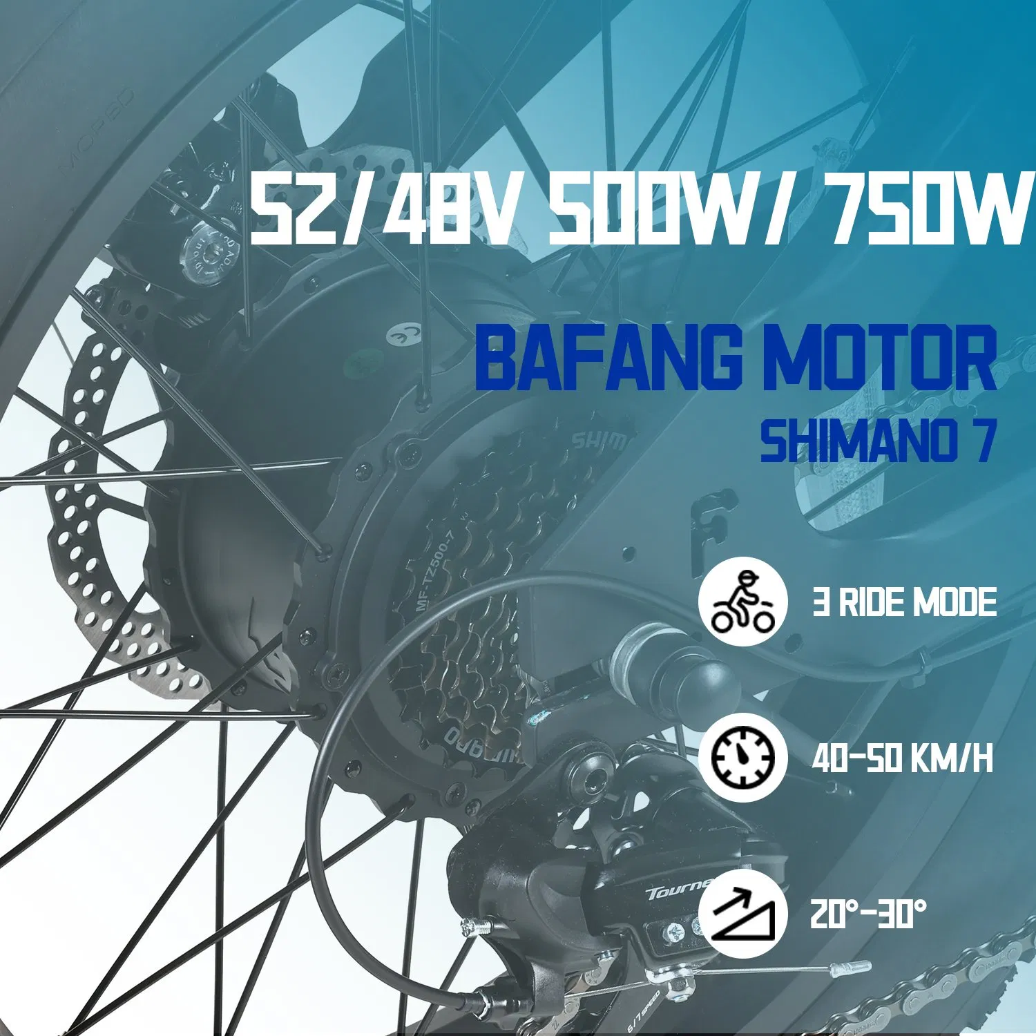 Factory Outlet 20inch Electric Fat Tyre Bicycle Big Power 52V 750W/1000W Electric Mountain Bike Electric Bike