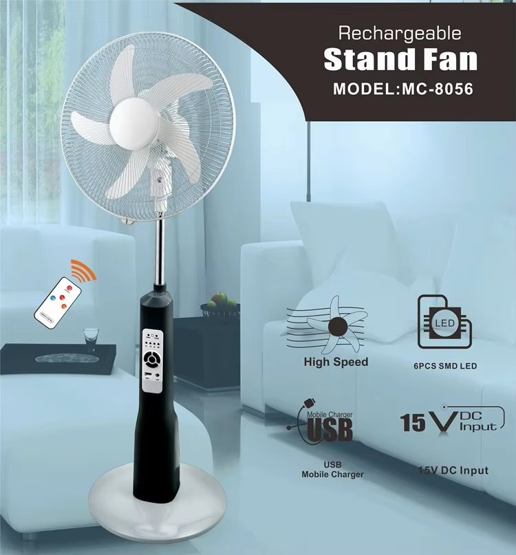 2026 New Solar Fan Solar Rechargeable Stand Solar Fan for Home Light