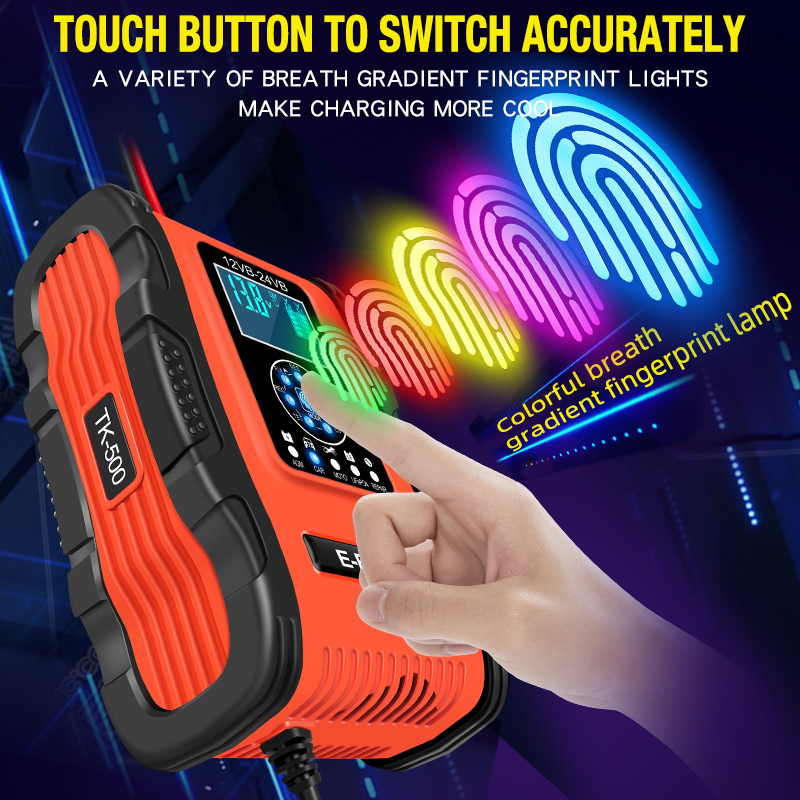 Automatic Desulfurization 12V 12A 24V 6A Smart 7 Stage Pulse Repair LiFePO4 Lead Acid Battery Charger for Car Motorcycle Truck