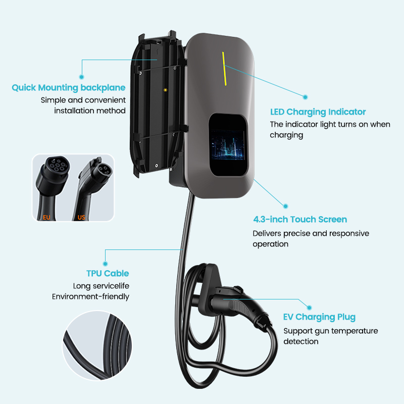 Home Use Electric Vehicle GB/T 16A Type 1 2 Wallbox AC EV Charger