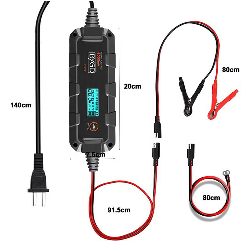 Full Automatic Car Motorcycle Battery Charger 6V 12V 6A Pulse Repair Lead Acid Battery Charger