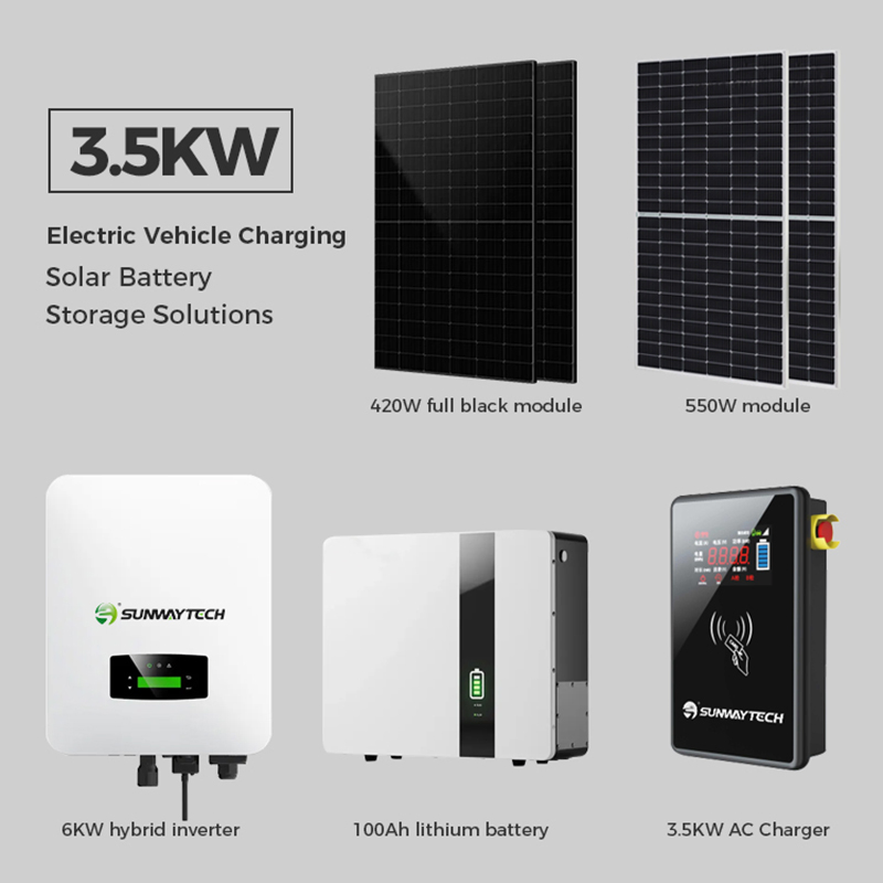 High Quality Solar Panel 3.5kw on and off Grid Hybrid Solar Energy System 7.5kw 20kw Solar Energy System for Home with EV Charger