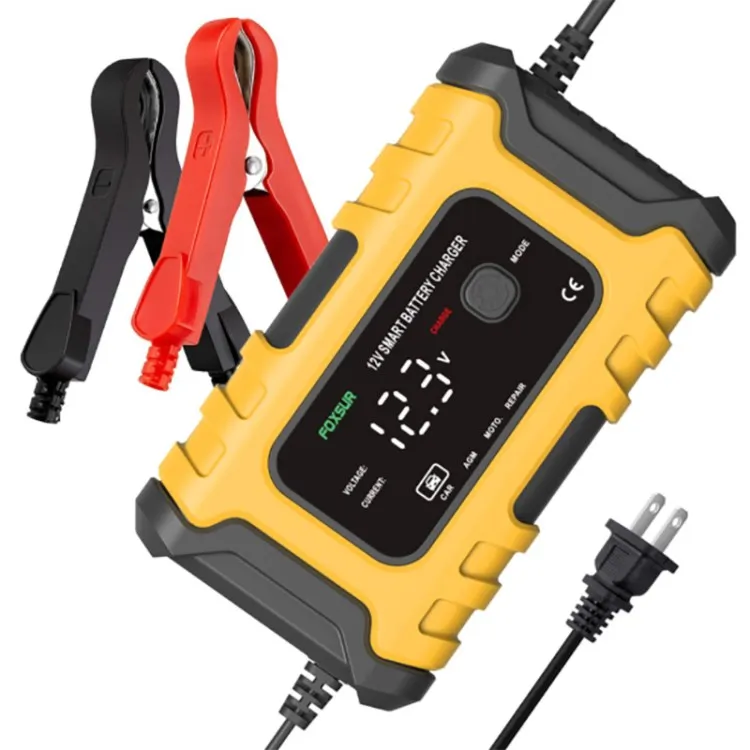 Car Battery Charger 12V 6A Smart Battery Trickle Charger Automatic Pulse Repair Maintainer Desulfator - Yellow / UK Plug