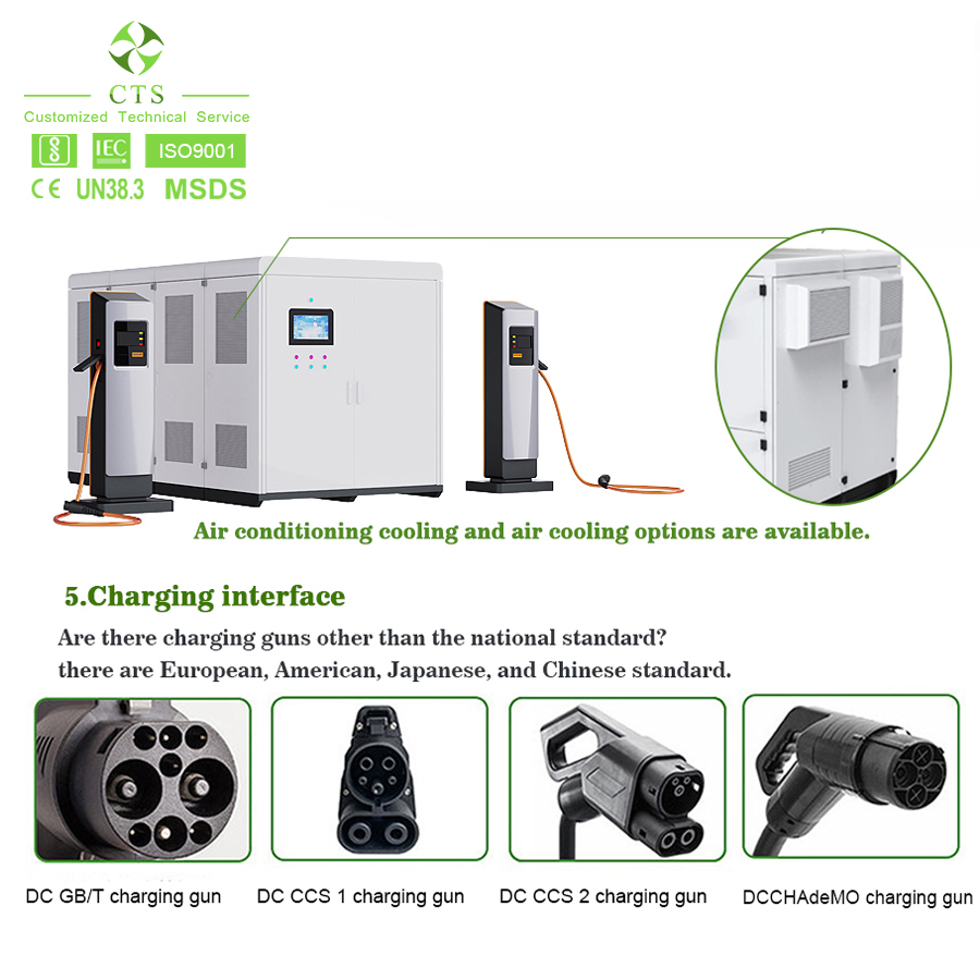 Cts Bess 150kwh 300kwh Energy Storage Battery Container with 50kw 100kw DC Fast EV Charger