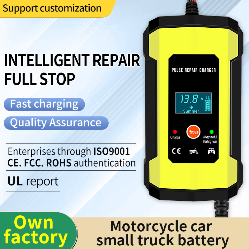 LCD Lead-Acid 12V 6A Smart Pulse Repair Automatic Battery Charger