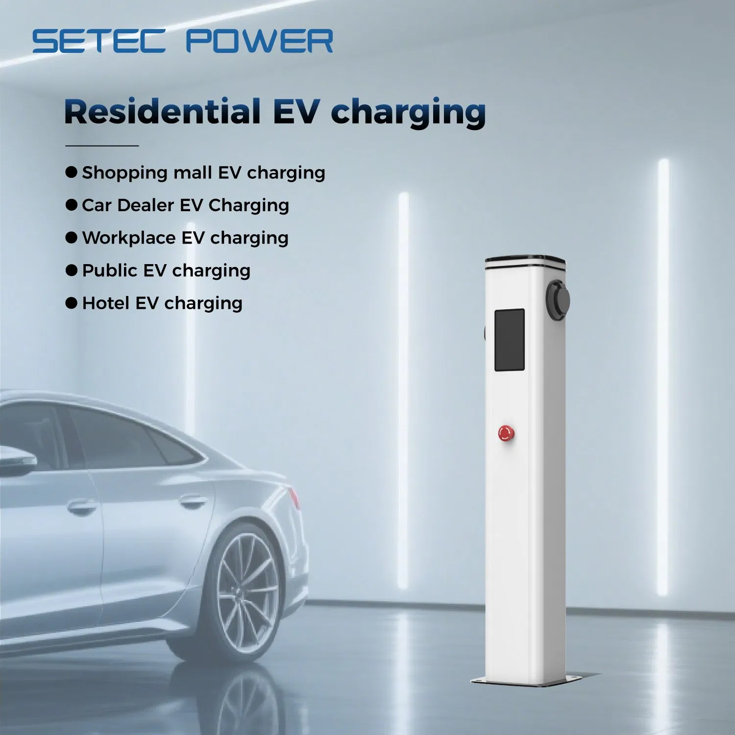 SETEC POWER 7kw11kw19.2kW 22kw 41kW Floor-Standing Station for Electric Cars High Efficiency Charging