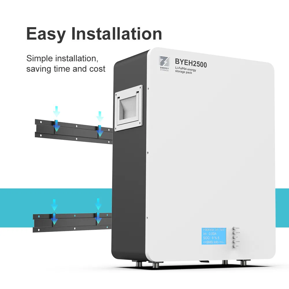 Beny 48V 2.5 Kwh 51.2V 50ah Wall-Mounted Lithium Ion Battery System