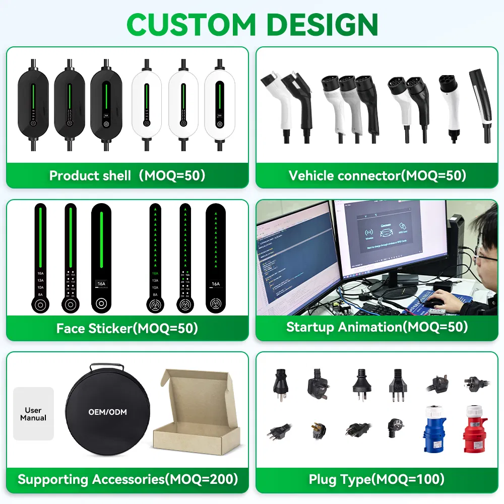 Portable EV Charger 16A Smart EV Car Portable Charger Type 2 Type 1 Gbt 3.5kw Portable EV Charger